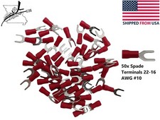 50x 10 Red Spade Terminal 22-16 AWG Wire Electrical Connector Fork End Crimp On