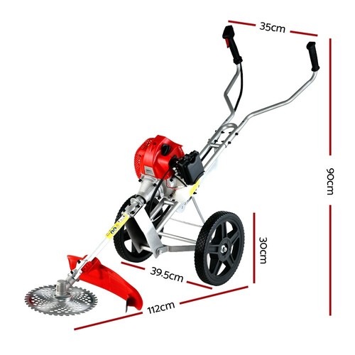 Giantz 62cc Petrol Brush Cutter Whipper Saw Trimmer 2 Stroke 3-in-1 Wheel - Picture 7 of 7
