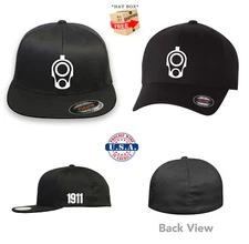 GUN 1911 Muzzle 2nd Amendment CURVED or FLAT BILL FLEXFIT HAT *FREE SHIPPING*