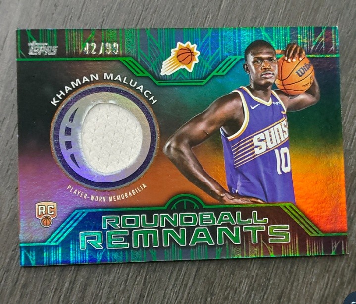 Khaman Maluach 2025-26 Topps Flagship Roundball Remnants Relic Green 42/99 RC