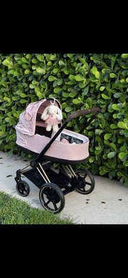cybex Carriage Stroller Pink Black Floral Single Folding Adjustable Back Rest