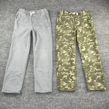 Lot Of 2 Wonder Nation Boys Pants Size M 8 Camo, Gray Adjustable Waist