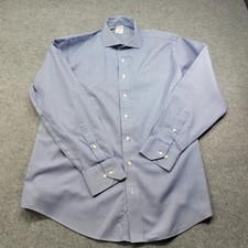 Brooks Brother Classic Dress Shirt Blue White 17-36/37 Non-Iron 100 Cotton