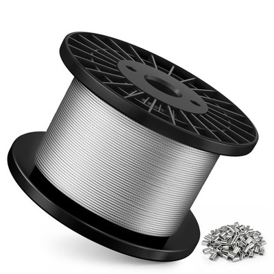 GOKITOP 800FT 1/16'' Wire Rope with 250Pcs Aluminum Sleeves for Crafting