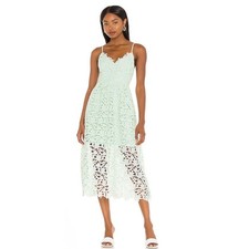 ASTR the Label Lace A-Line Midi Dress Mint Green Floral Womens Size XS