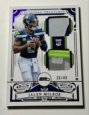 2025 Panini National Treasures Rookie Dual Patch Jalen Milroe #’D /49 Seahawks
