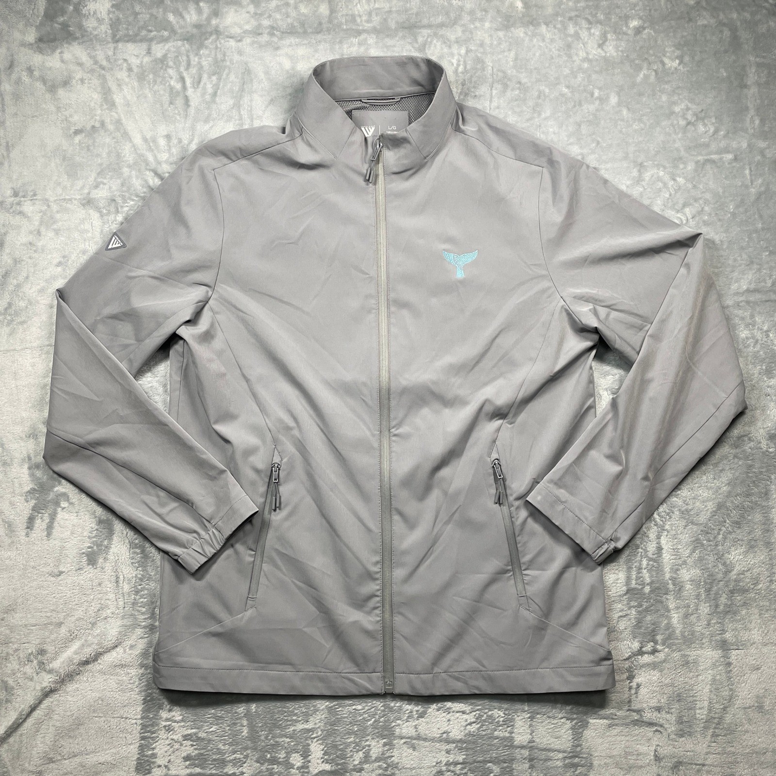 Levelwear Mens Gray Whale Gin Logo Lightweight Zip Up Vented Activewear Jacket L