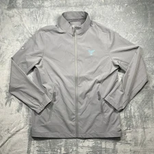 Levelwear Mens Gray Whale Gin Logo Lightweight Zip Up Vented Activewear Jacket L
