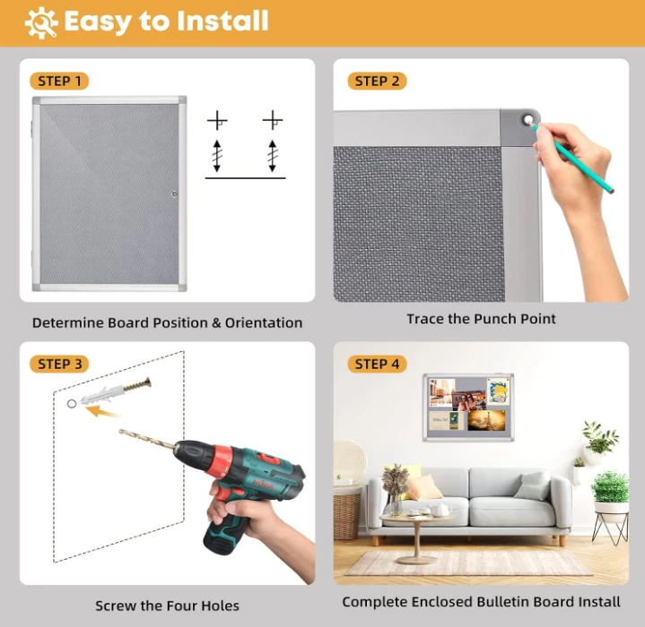 Tablón de anuncios para exteriores resistente a la intemperie 36"X24", tablón de anuncios cerrado con cerradura Foto 4 de 4