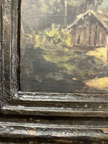 Antique Oil On Panel Signed Landscape of the Pyrenees or Alps - Picture 3 of 9
