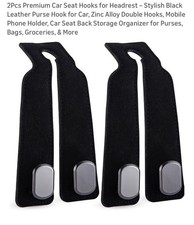 Leather 4 Pack Car Seat Back Organizer Storage Hook Car Seat Hanger Purses Bags