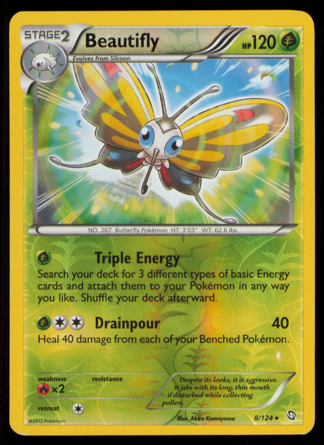 Beautifly 8/124 Rare Dragons Exalted Pokemon Reverse Holo Lightly Played