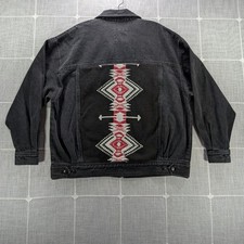 Vintage Aztec Denim Jacket Womens 10 Black Carole Little St Tropez Wear Western