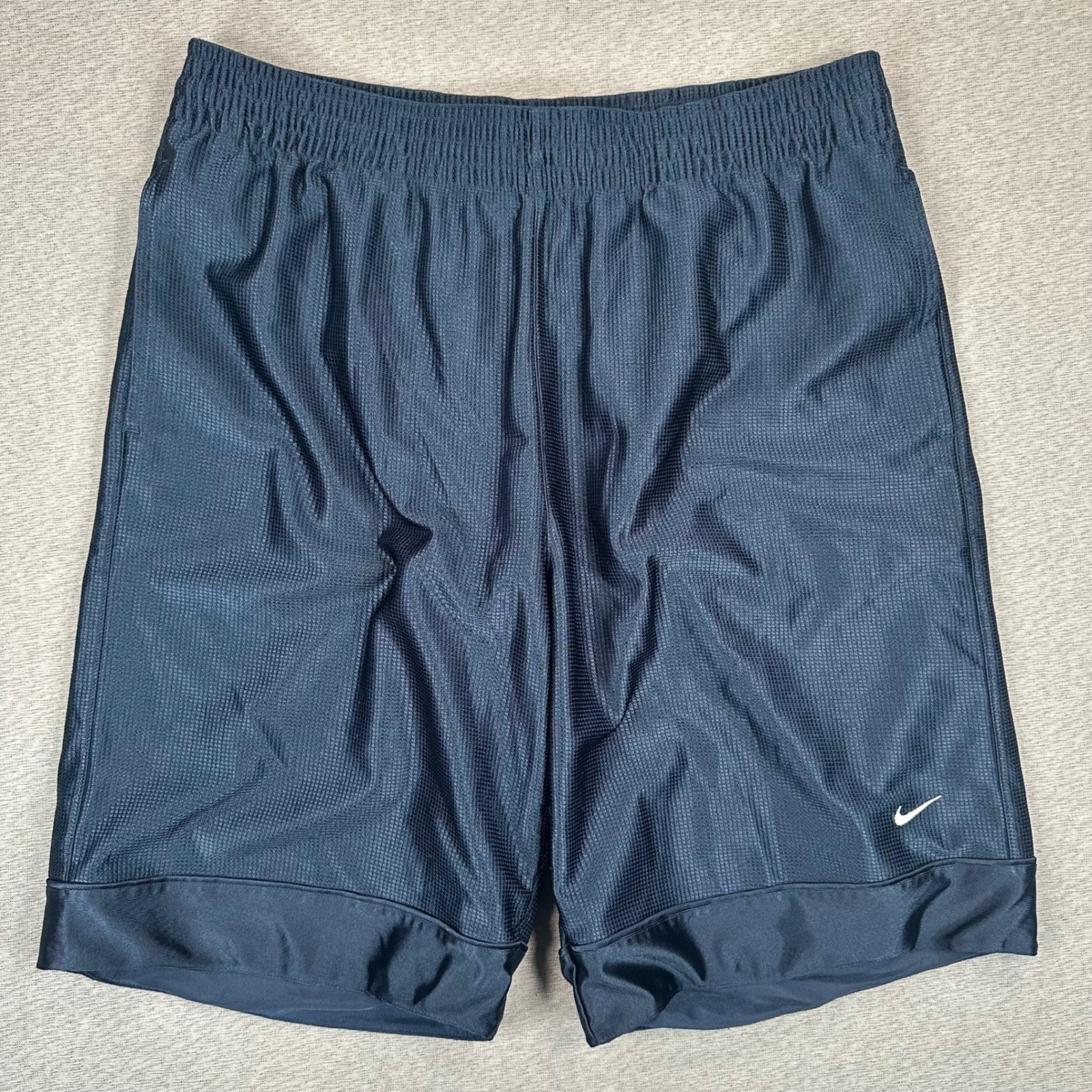 Nike Basketball Shorts Men L Navy Blue Shiny Dazzle Silky Elastic Waist Y2K