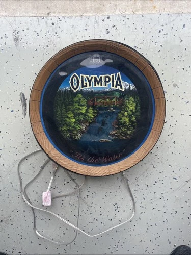 Vintage Olympia Beer Motion Beer Sign Keg Barrel "It’s The Water" !Not Working!
