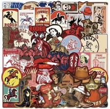 50 PACK COWBOY RODEO Sticker Wild West Cowgirl Gunslinger Outlaw Set Bulk Lot