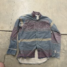 Vtg Wrangler Brushpop M/L Striped 90s X-Long Tails Western Rodeo Cowboy Faded