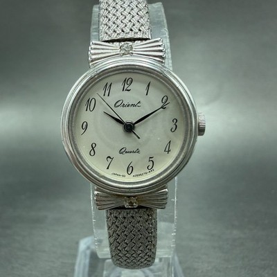 Orient Watch Women 20mm Silver Dial Silver Tone Round AD5377-00 New Battery