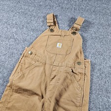 Carhartt Overalls Kids 4T Brown Canvas Bib Duck Workwear Double Knee Utility