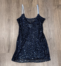 Intimately Free People Dress Small Blue Sequin Sheer Mini Slip