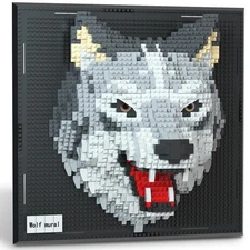 Wolf Animal 3D Wall Art Micro Mini Building Blocks Set for Adults, Unique Hom...