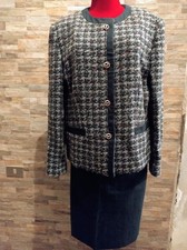 Tailleur Vintage Tg 46 Giacca Tessuto Tipo Chanel Gonna Tinta Unita Bottoni Gioi