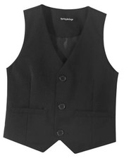 Boy's Formal Suit Vest Solid Dress Waistcoat Vest with 13-14 Years Black