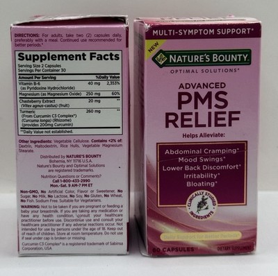 Nature s Bounty Advanced PMS Relief Capsules 60ct Women s Health 2 Pack