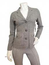 Jones New York Signature Wool Blend Blazer Petite Gray 3-Button Wool Nylon NWT