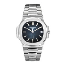 Patek Philippe Nautilus Watch 40MM Blue Index Hour Markers Dial Stainless Steel