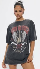 Fashion Nova Born To Rock Guitar T Shirt Dress Metal Rock & Roll Mineral Black M