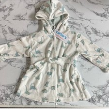 Carter's White and Green Dinosaur Baby Hooded Robe Size 0-9 Months