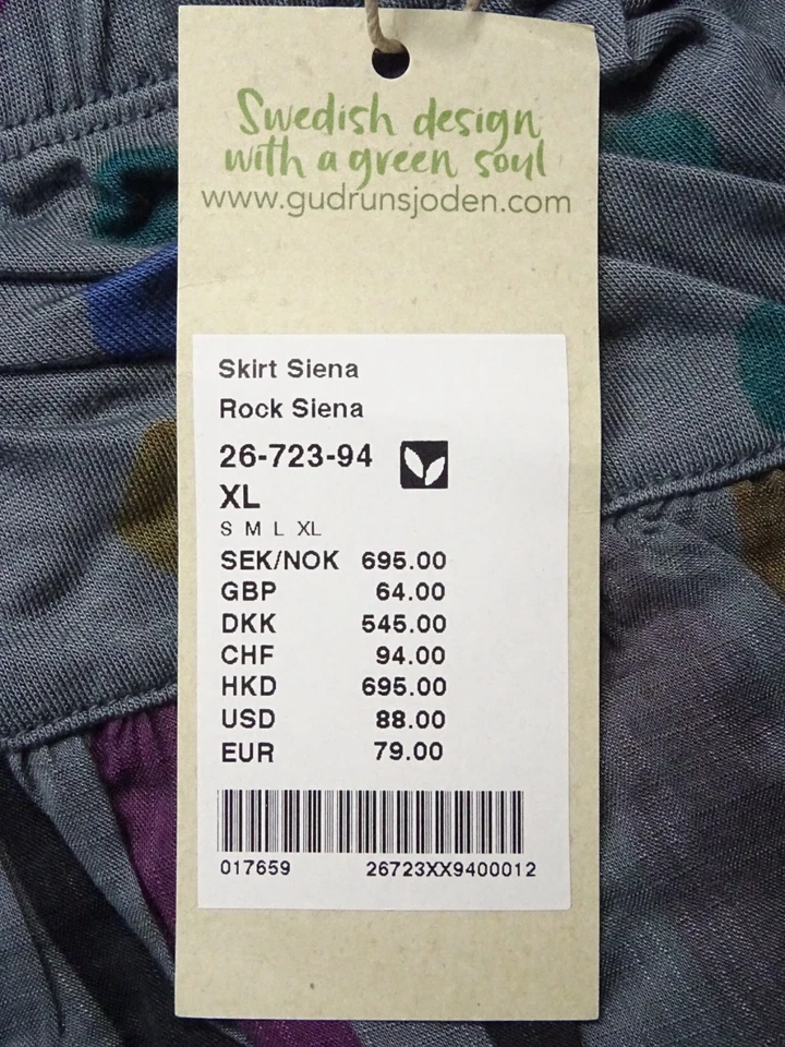 Gudrun Sjoden Siena Skirt Size XL 20 Grey Striped Polka Dot Modal Midi: 33" Long - Image 4 of 4