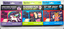 Scratch Art-3 Sets NEW Unicorn, Summer And Patriotic Designs, 45 Sheets Total