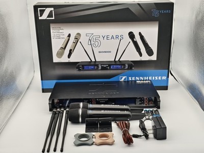Wireless Microphone System UHF Dual SKM 9000 Handheld Microphone 75 Years Black