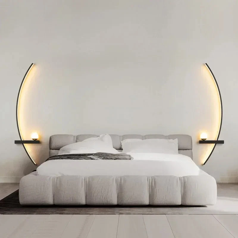 Nordic LED Black Wall Lamp Stripes Wall Sconce for Bedroom Bedside Living Room