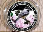 1 oz Silver State Bird and Flag Commemorative Massachusetts Danbury Mint