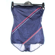 VTG ROBBY LEN Shape-Lee Swim Suit STRAPLESS 1PC Blue Polka-Dot 17/18 sz XL