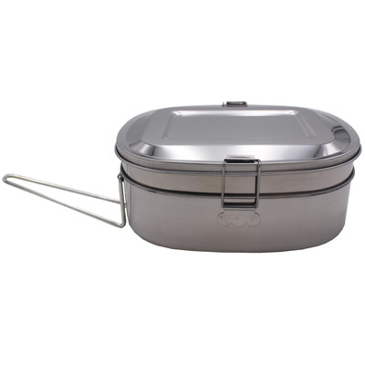 Stainless Steel Oval 3 Piece Cookware Set With Handle, Camping Outdoor Set
