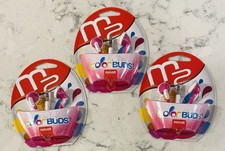 NEW IN PACKAGE  3X MAXELL PINK COLOR BUDS STEREO EARBUDS 4FT CORD 190540