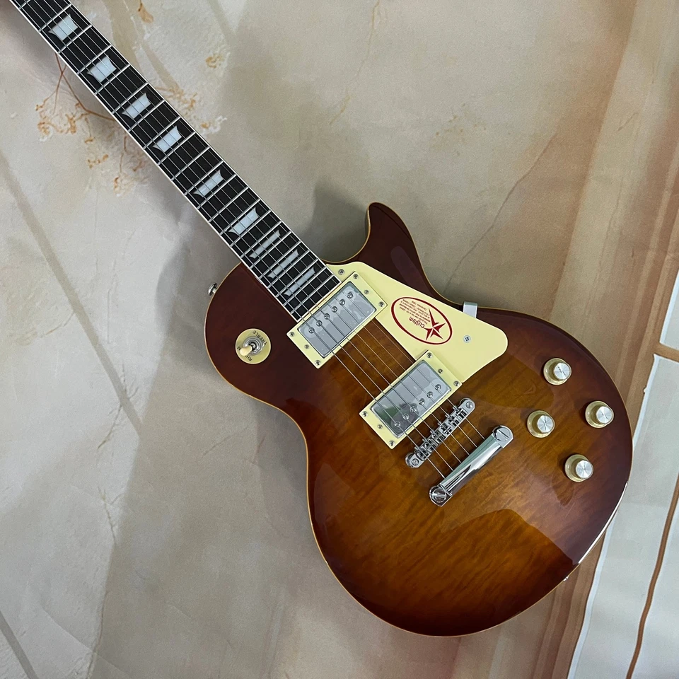 Tobacco burst LP electric guitar flame maple top solid mahogany body - Image 3 of 4