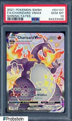 2021 POKEMON SWORD & SHIELD SHINING FATES #SV107 FULL ART CHARIZARD VMAX PSA 10