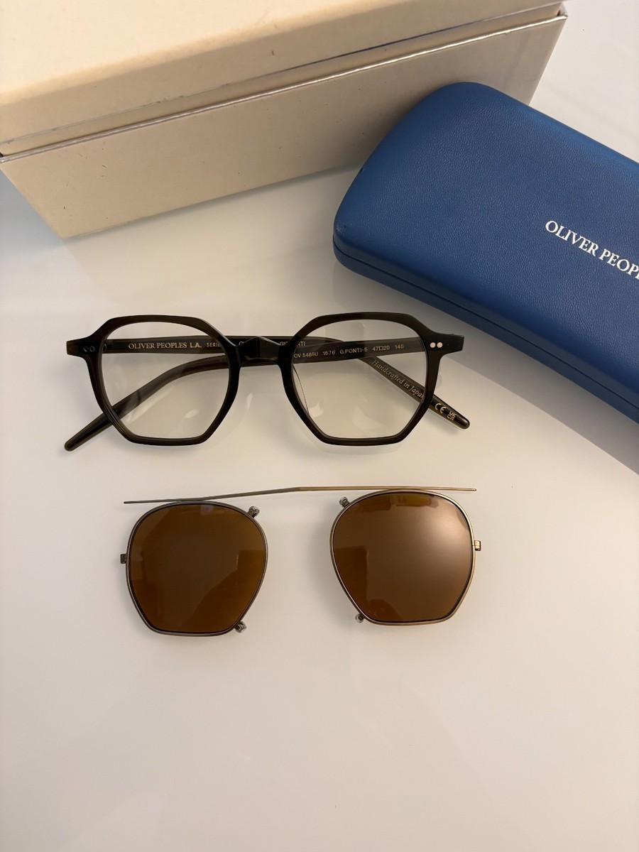 Oliver Peoples Gio. PONTI -5 Geometric Eyeglasses 47mm+ Clip-on