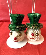 Holt Howard Honeycomb Tissue Santa Snowman Xmas Ornaments Japan Vtg 1950s RARE!