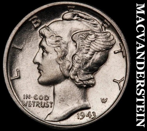 1943-D Mercury Dime- Choice Gem Brilliant Uncirculated++++ Luster #i9813