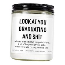 Funny Grad Candle, 2025 Graduation Gifts for Her, Him - College, High White