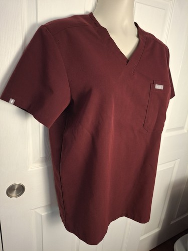 Figs Catarina Scrub Top One Pocket Women's Med Burgundy Technical Collection - Picture 3 of 8