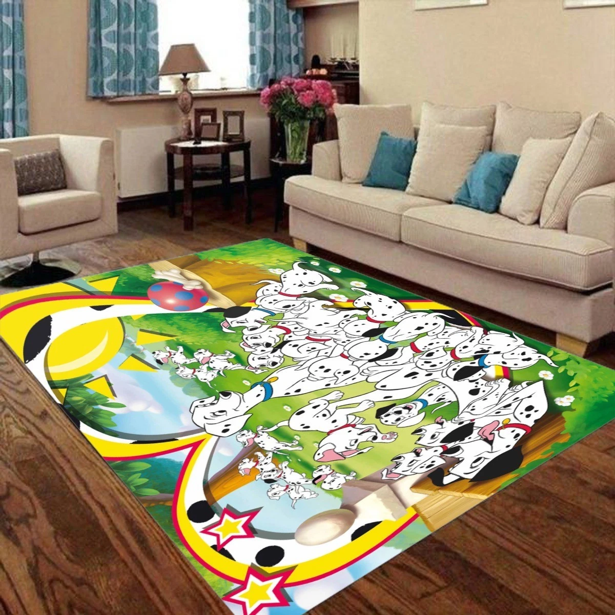 Disney 101 Dalmatians Print Foldable Rectangular Floor Mat Rugs Anti-Skid Carpet