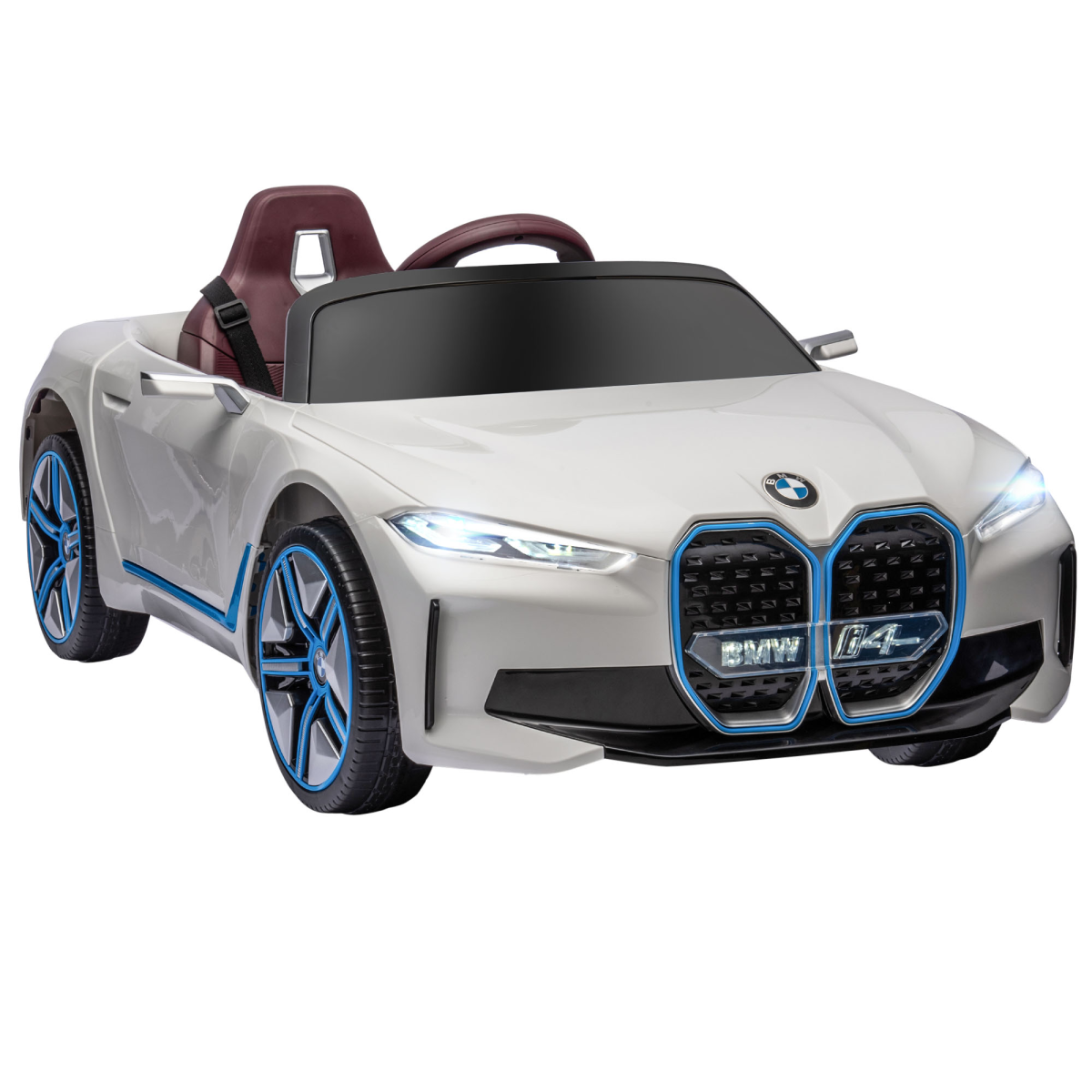 HOMCOM BMW i4 Licensed 12V Kids Electric Ride-On Car - White - Image 3