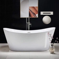 Durable 59 inch Extra Deep Soaking Tub Enduraclean Glossy White Walk in Bathtub